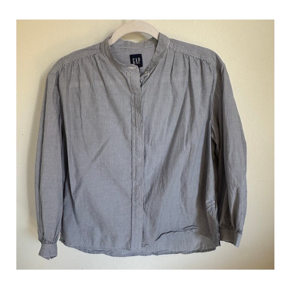 Gap Striped Mandarin‎ Collar Shirt Women's Blouse Size XS Oversized